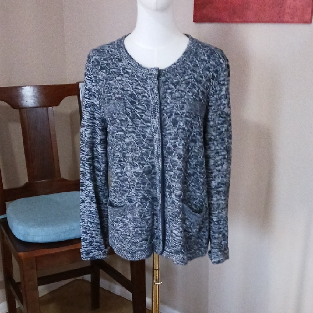 Jones New York Textured Blue Cardigan